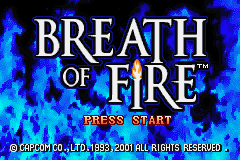Breath of Fire title screen for GameBoy Advance